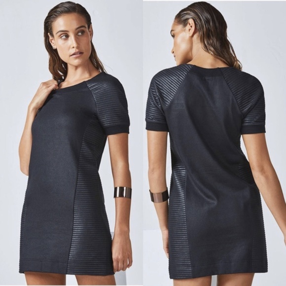 Fabletics Dresses & Skirts - Fabletics Brenna Black Quilted Sweater Dress